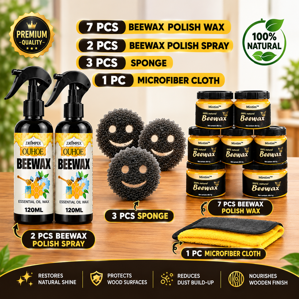 13-Piece Furniture Polish Deal – Complete Beeswax Wood Care Kit